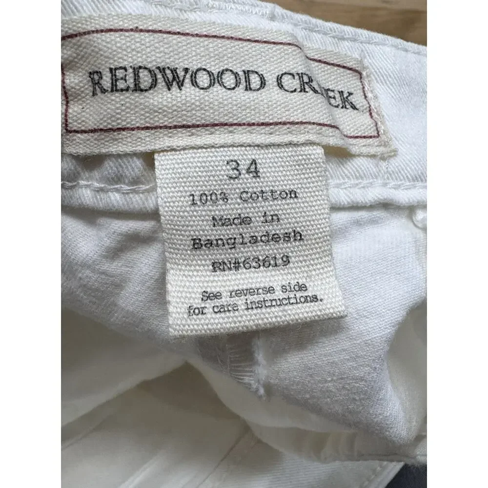 Redwood Creek Shorts Men's Size 34 Ivory 100% Cotton Slash Pockets Flat Front